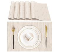 Lumaca Tovagliette Americane Lavabili, Set di 6 Tovaglietta Colazione (70% PVC,30% Poliestere),Resistenti al Calore, Antiscivolo,per Tavolo da Cucina e Ristoranti,Beige