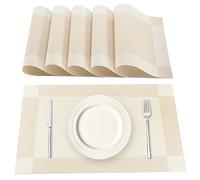 Lumaca Tovagliette Americane Lavabili, Set di 6 Tovagliette Colazione in 70% di PVC e il 30% di Poliestere, Antiscivolo, Resistenti al Calore, per Tavolo da Cucina,Beige
