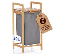 Lumaland - Cesto portabiancheria in bambù con sacco estraibile, materiale di facile manutenzione, resistente all'umidità e facile da pulire, 73 x 33 x 33 cm