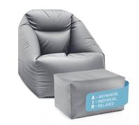 Lumaland CrozyAir - Set di poltrone gonfiabili e sgabello per esterni, come pouf e ripiano, regolabile a 5 camere da campeggio, lavabile, impermeabile e fino a 150 kg, gonfiabili