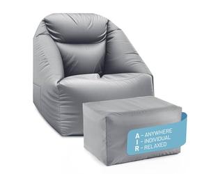Lumaland CrozyAir - Set di poltrone gonfiabili e sgabello per esterni, come pouf e ripiano, regolabile a 5 camere da campeggio, lavabile, impermeabile e fino a 150 kg, gonfiabili