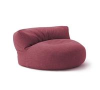 Lumaland Interior Line - Pouf, divano rotondo per interni, imbottitura da 320 l, 90 x 50 cm, effetto lino anche al tatto, colore: rosso