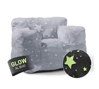 Lumaland Poltrona a sacco per bambini Glow in The Dark | Divano per bambini in design a stelle | Sedia per interni per la cameretta dei bambini | Materiale morbido e facile da pulire | ca. 68 x 70 x