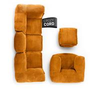 LUMALAND Poltrona Beanbag Sofa Set Cord Gruppo Soggiorno Interno Pouf