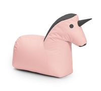 Lumaland Pouf a forma di unicorno, per bambini, impermeabile, per interni ed esterni, materiale facile da pulire, 85 x 70 x 45 cm e 1,9 kg, colore: rosa/grigio