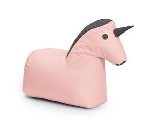 Lumaland Pouf a forma di unicorno, per bambini, impermeabile, per interni ed esterni, materiale facile da pulire, 85 x 70 x 45 cm e 1,9 kg, colore: rosa/grigio
