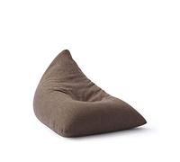 Lumaland Pouf a pera triangolare XXL 370 l con imbottitura inclusa - Poltrona relax in lino per interni - Divano a sacco gigante comodo, ideale per soggiorno e camera - 150 x 100 x 100 cm, marrone