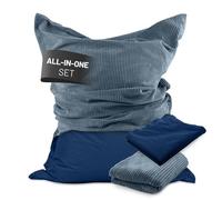 Lumaland Pouf Classic XXL All-in-One Set | Pouf gigante XXL con velluto e rivestimento esterno per interni ed esterni | Poltrona divano con imbottitura interna in EPS in modo sicuro - Custodie facili