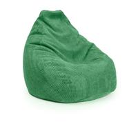 Lumaland Pouf XXL da gioco in velluto a coste - Poltrona da gioco per adulti e adolescenti - Sacco confortevole - 135 x 100 cm - Verde scuro
