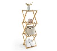 Lumaland Scaffale in bambù a 4 ripiani, pieghevole, organizer - ideale per guardaroba, bagno e come mensola da cucina, scaffale per decorazione, senza montaggio, sottile, salvaspazio, 28 x 25 x 85 cm
