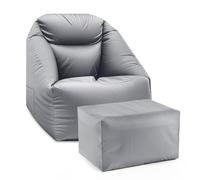 LUMALAND Set AIR RELAX Beanbag Sedia Gonfiabile Grigio + Pouf Hocker