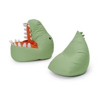 Lumaland Set di pouf per bambini Dino, 2 pezzi | Pouf per interni ed esterni | Poltrona o divano per bambini con imbottitura, ideale per la cameretta | Poltrona: 1 x Dino, 1 x Mostro