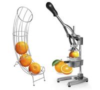 Lumaland Set di spremiagrumi con supporto per frutta per max. 6 arance, in ghisa con supporto per arancia, ideale per conservare e spremere frutta e verdura | spremiagrumi manuale con supporto