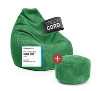 LUMALAND Set Pouf Sacco Posa Beanbag Cord con EPS Grigio Set 350l
