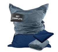 Lumaland Sitzsack Classic XXL All-in-One Set | Gigante Sitzsack XXL con cordino e rivestimento per interni ed esterni | Poltrona con imbottitura EPS sicura all'interno - Rivestimenti facili da
