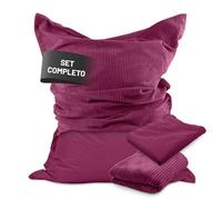 Lumaland Sitzsack Classic XXL All-in-One Set | Gigante Sitzsack XXL con cordino e rivestimento per interni ed esterni | Poltrona con imbottitura EPS sicura all'interno - Rivestimenti facili da