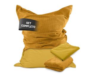 Lumaland Sitzsack Classic XXL All-in-One Set | Gigante Sitzsack XXL con cordino e rivestimento per interni ed esterni | Poltrona con imbottitura EPS sicura all'interno - Rivestimenti facili da