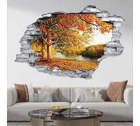 Lumalea Adesivi Trompe l'occhio Foro nel muro - Fiume Foresta 3617681978039 - Pietre rosse - Altezza 70 x Larghezza 105 cm