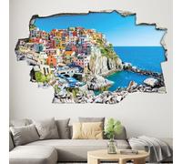 Lumalea Adesivi Trompe l'occhio Foro nella parete - Cinque Terre 361768197773 - Altezza 30 x Larghezza 48 cm