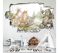 Lumalea Adesivi Trompe l'occhio Foro nella parete - Foresta Animali 3617681916185 - Altezza 30 x Larghezza 48 cm