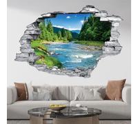 Lumalea Adesivi Trompe l'occhio trou dans le mur - Fiume de Montagnes 3617682254262 - Pietre grigie, altezza 70 x larghezza 105 cm