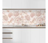 Lumalea Credenza adesiva da cucina, pellicola adesiva resistente al calore e all'acqua, facile da applicare, decorazione da parete antimacchia - ideale per ristrutturazione - fiori farfalle - 90 x 135