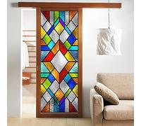 Lumanduo - Pellicole per Finestre Decorative con Effetto Vetro Macchiato, Autoadesive, Adesive Statiche per Chiesa, Coperture Colorate in Vinile per Design Domestico 40x120cm (15.7"x47.2")