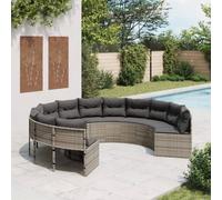 Lumanois Divano da Giardino con Cuscini Circolare Grigio in Polyrattan, Mobili,Mobili da Giardino,Mobili e sedie da Giardino,Divani da Giardino, 51.6kg-3318541