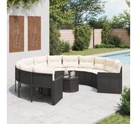 Lumanois Divano Giardino con Tavolo e Cuscini Circolare Nero Polyrattan, Mobili,Mobili da Giardino,Mobili e sedie da Giardino,Divani da Giardino, 58kg-3318535