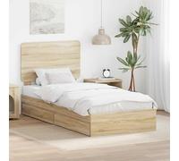 Lumanois Letto con Contenitore con testiera Rovere Sonoma 100 x 200 cm, Mobili,Letti e telai per Letti, 56.56kg-3412716