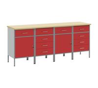 Lumanois Mobile da Lavoro 4 PCS Rosso e Grigio 200 x 55 x 85 cm,Articoli di ferramenta,Accessori ferramenta,Conservazione/Ordine Attrezzi,82.6kg-3321387