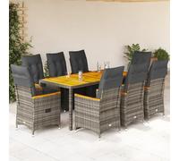 Lumanois Set Bistrò da Giardino 9 pz con Cuscini in Polyrattan Grigio, Mobili,Mobili da Giardino,Set da Giardino, 105kg-3276972