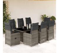 Lumanois Set Bistrò da Giardino 9 pz con Cuscini in Polyrattan Grigio,Mobili,Mobili da Giardino,Set da Giardino,105.9kg-3277042