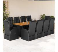 Lumanois Set da Pranzo da Giardino 11 pz con Cuscini in Polyrattan Nero, Mobili,Mobili da Giardino,Set da Giardino, 171kg-3277634