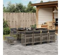 Lumanois Set da Pranzo da Giardino 13pz con Cuscini Grigio in Polyrattan,Mobili,Mobili da Giardino,116.27kg-3210980