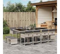 Lumanois Set da Pranzo da Giardino 13pz con Cuscini Grigio in Polyrattan,Mobili,Mobili da Giardino,105kg-3278110