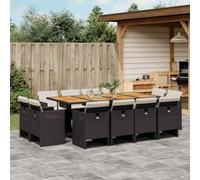 Lumanois Set da Pranzo da Giardino 13pz con Cuscini Nero in Polyrattan,Mobili,Mobili da Giardino,116.6kg-3277814