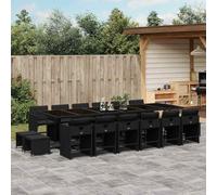 Lumanois Set da Pranzo da Giardino 17 pz con Cuscini Nero in Polyrattan,Mobili,Mobili da Giardino,171.8kg-3211183