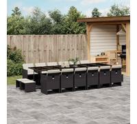 Lumanois Set da Pranzo da Giardino 17 pz con Cuscini Nero in Polyrattan,Mobili,Mobili da Giardino,175.3kg-3210642