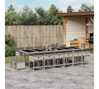 Lumanois Set da Pranzo da Giardino 17pz con Cuscini Grigio in Polyrattan, Mobili,Mobili da Giardino,Set da Giardino, 171.15kg-3211367