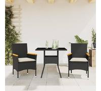 Lumanois Set da Pranzo da Giardino 3 pz con Cuscini Polyrattan e Vetro,Mobili,Mobili da Giardino,26.2kg-3278703