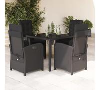 Lumanois Set da Pranzo da Giardino 5 pz Nero con Cuscini in Polyrattan,Mobili,Mobili da Giardino,56kg-3212204