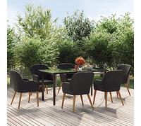 Lumanois Set da Pranzo da Giardino 7 pz con Cuscini Nero,Mobili,Mobili da Giardino,62.75kg-3156719