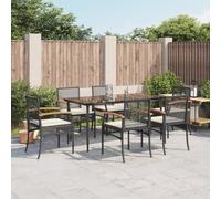 Lumanois Set da Pranzo da Giardino 7 pz Nero con Cuscini in Polyrattan,Mobili,Mobili da Giardino,Set da Giardino,56.1kg-3213600