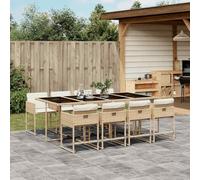 Lumanois Set da Pranzo da Giardino 9 pz con Cuscini Beige in Polyrattan,Mobili,Mobili da Giardino,99.2kg-3211282