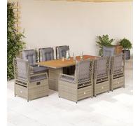 Lumanois Set da Pranzo da Giardino 9 pz con Cuscini Beige in Polyrattan,Mobili,Mobili da Giardino,Set da Giardino,105.5kg-3262935