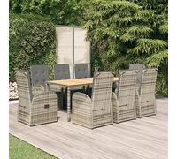 Lumanois Set da Pranzo da Giardino 9 pz con Cuscini in Polyrattan Grigio,Mobili,Mobili da Giardino,116.2kg-3157589