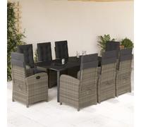 Lumanois Set da Pranzo da Giardino 9 pz con Cuscini in Polyrattan Grigio, Mobili,Mobili da Giardino,Set da Giardino, 116.4kg-3212368