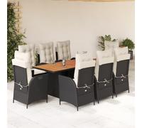 Lumanois Set da Pranzo da Giardino 9 pz con Cuscini Nero in Polyrattan,Mobili,Mobili da Giardino,105.5kg-3213138