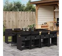 Lumanois Set da Pranzo da Giardino 9 pz con Cuscini Nero in Polyrattan,Mobili,Mobili da Giardino,105.6kg-3211099